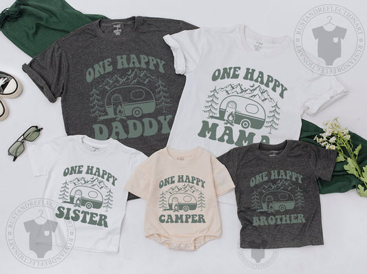 One Happy Camper First Birthday Shirt Matching Family Outfit Baby Toddler Boy Girl Camping Theme Party Tee Comfortable Cotton Celebration