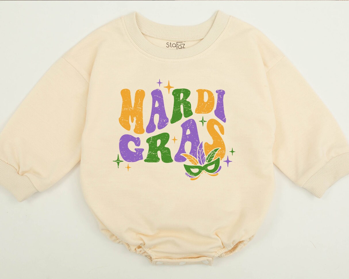 Retro Mardi Gras Sweatshirt Parade Crew Sweater Baby Toddler Kids Mama and Mini Matching Celebration Outfit Louisiana Party Gift