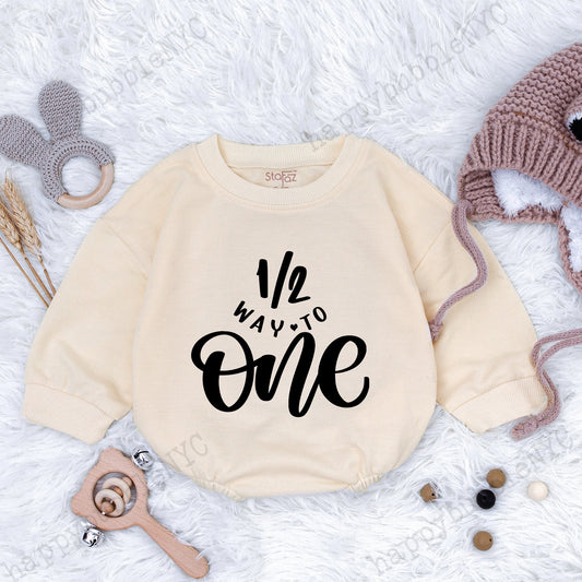 Half Birthday Outfit Girl, One Happy Dude Romper, 1st Birthday Bodysuit, Halfway to One Gift, Baby Boy or Girl Clothes