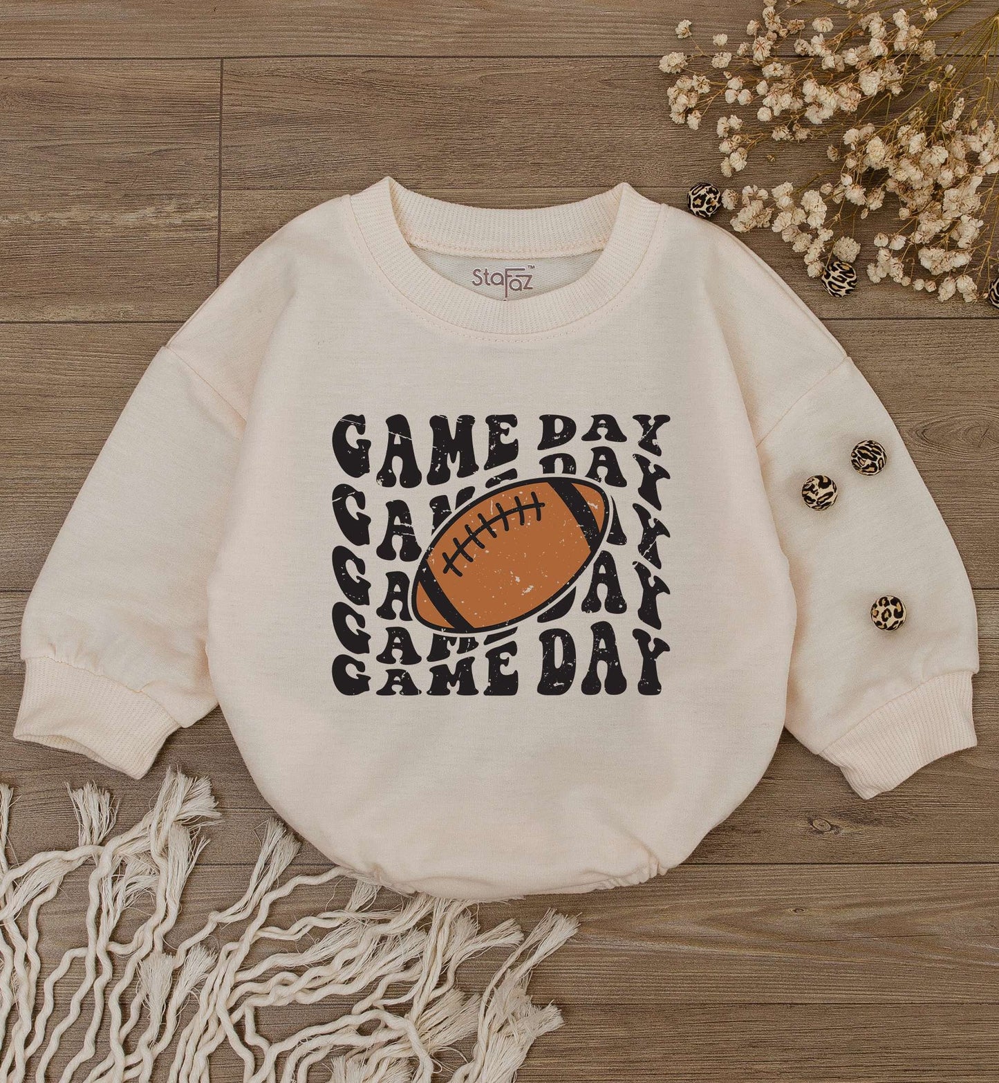 Retro Game Day Baby Romper Cute Newborn Football Outfit Toddler One Piece Jumpsuit Sport Gift