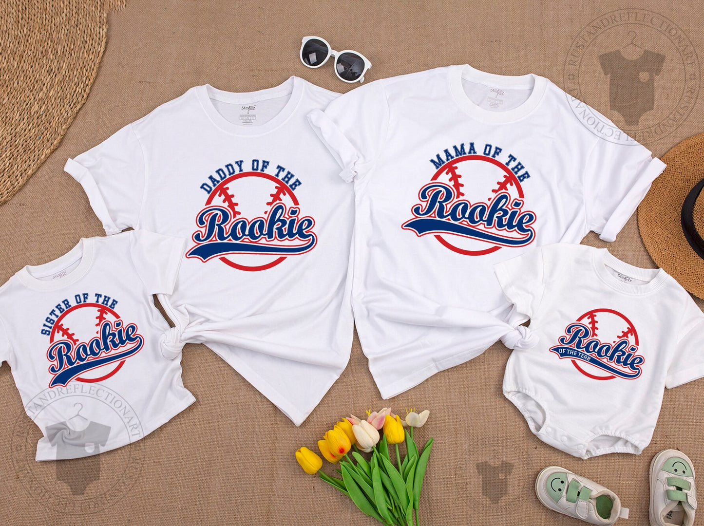 Rookie of the Year Baseball Birthday Shirt Matching Family Outfit Blue Rookie Baby Boy Girl Mommy Daddy Sister Brother First Year Celebration
