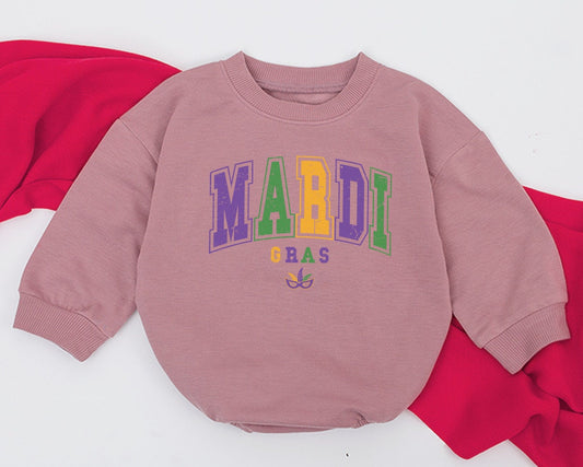 Retro Mardi Gras Romper Sweatshirt Toddler Kids, Funny Carnival Sweater, Matching Family Celebration NOLA Tee, Louisiana Gift Outfit
