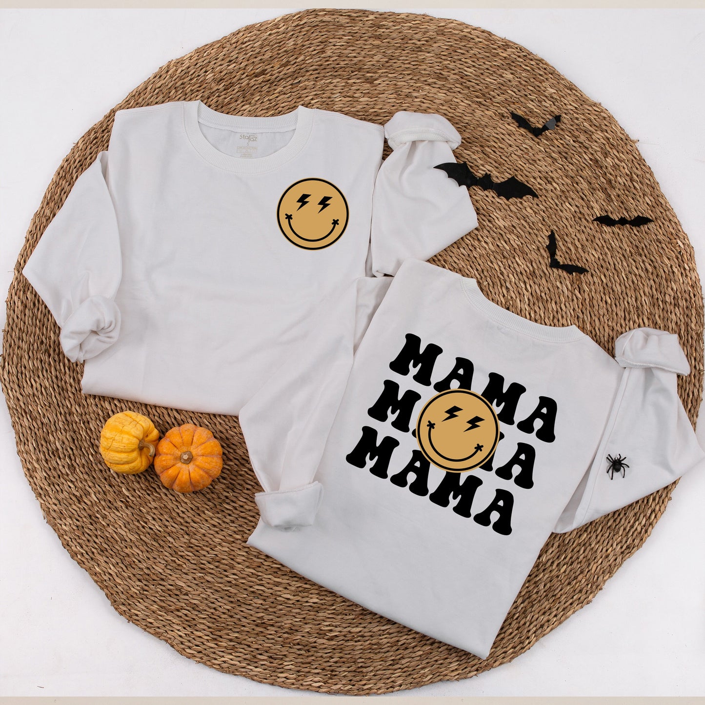 First Birthday Baby Outfit One Happy Dude Matching Family Tan Black Smiley Lightning Bolt Retro Romper Bodysuit Sweatshirt Gift
