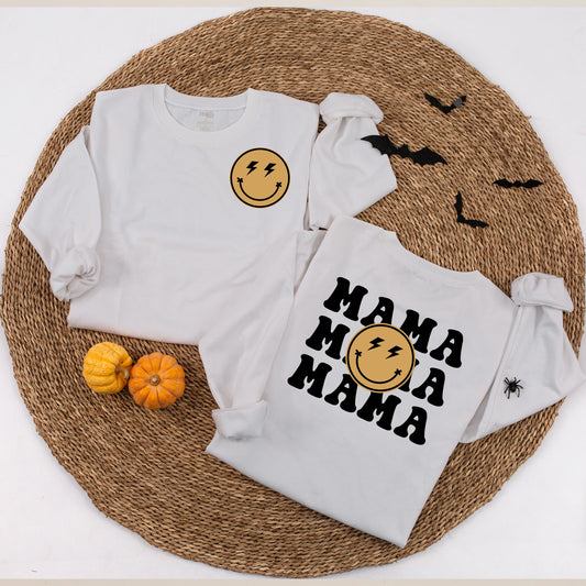 First Birthday Baby Outfit One Happy Dude Matching Family Tan Black Smiley Lightning Bolt Retro Romper Bodysuit Sweatshirt Gift