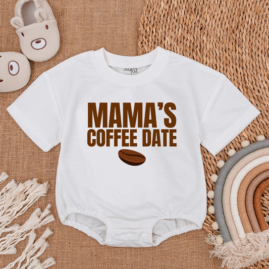 Mama's Coffee Date Baby Bubble Romper Light Mauve Newborn Infant Bodysuit Short Sleeve Coming Home Outfit Shower Gift