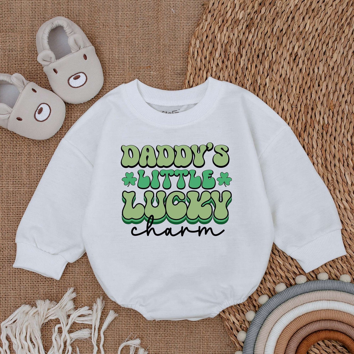 Light Mauve St Patrick's Day Baby Romper Daddy's Lucky Charm Newborn Outfit Irish Baby Bodysuit Wee Hooligan Celebration Gift