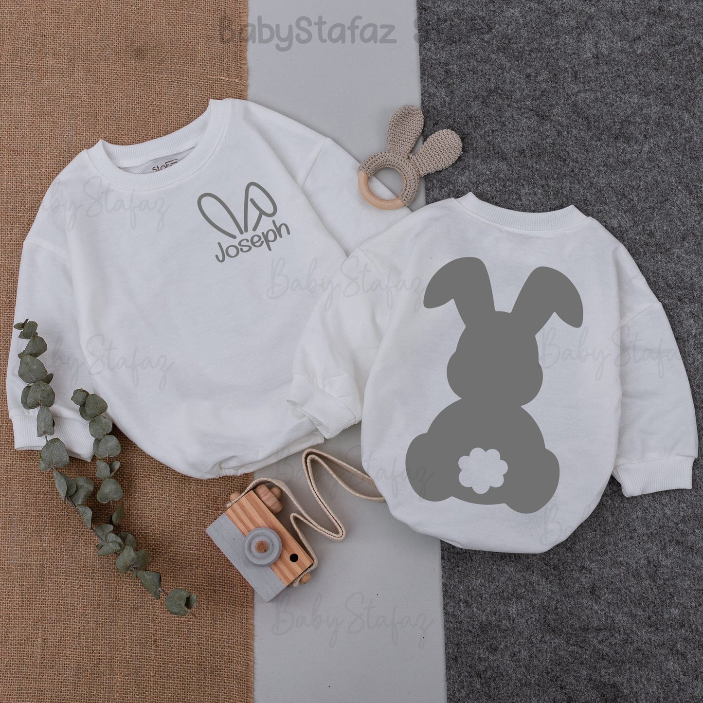 Personalized Bunny Baby Romper - Easter Outfit, Newborn Bodysuit, Baby Shower Gift, Custom Sleepsuit, Easter Day Baby Gift (136 chars)