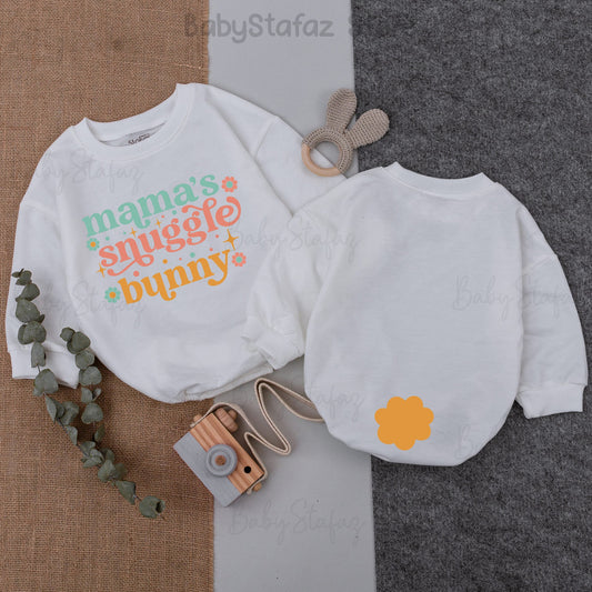 Mama's Snuggle Bunny Baby Romper Adorable Easter Outfit Sleepsuit Precious Baby Shower Gift Cute Bunny Bodysuit for 1st Easter
