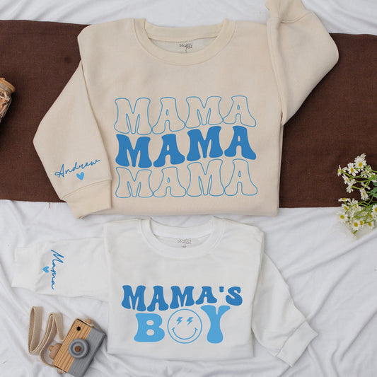 Mama and Mamas Boy Matching Sweatshirts perfect for Mom and Son with a Cozy Toddler Pullover comfortable Mother Son Gift Idea for Casual Wear
