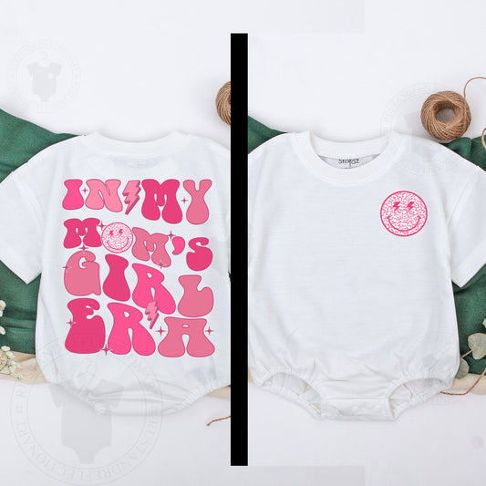 Matching Mom Daughter Smiley Face Retro Boho T-Shirts Mama Mini "In My Mom's Girl Era" Toddler Tee Soft Cotton Birthday Gift