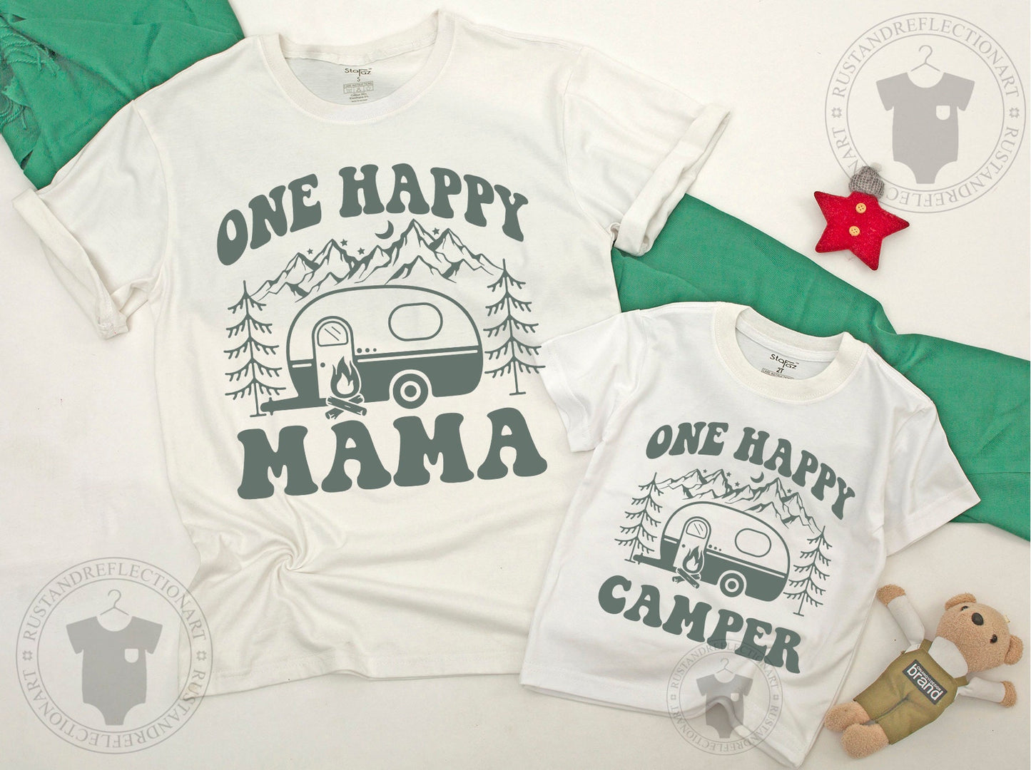 One Happy Camper First Birthday Shirt Matching Family Outfit Baby Toddler Boy Girl Camping Theme Party Tee Comfortable Cotton Celebration
