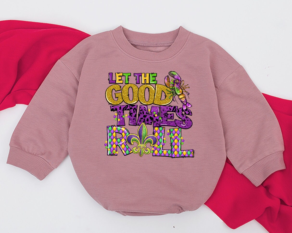 Retro Mardi Gras Sweatshirt Squad Parade Celebration Toddler Baby Kid’s Kid Family Matching Outfit Casual Fun Louisiana Festivities Comfort