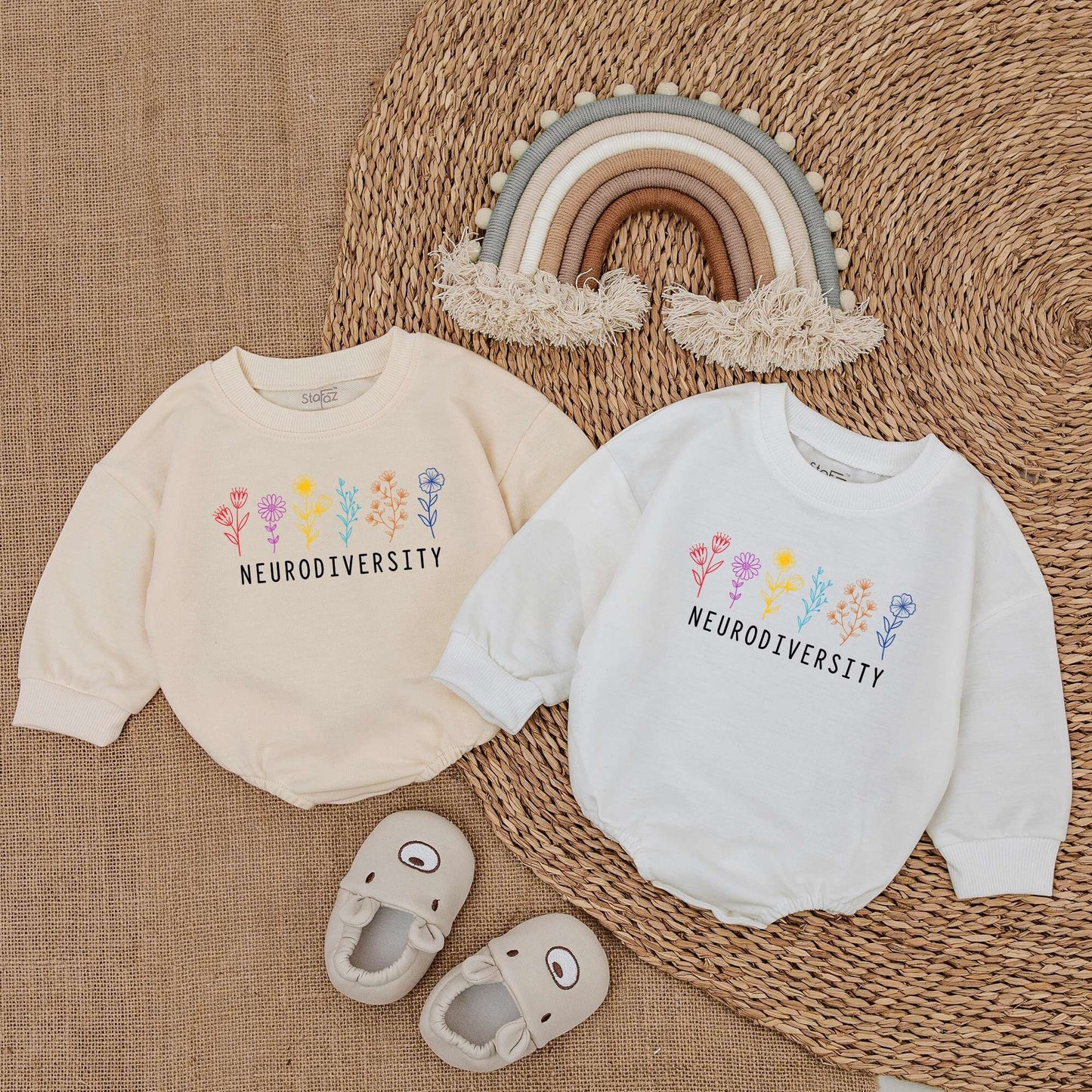 Neurodiversity Baby Bodysuit Colorful Flowers Autism Acceptance Support Newborn Bubble Romper Outfit Soft Comfortable Baby Shower Gift