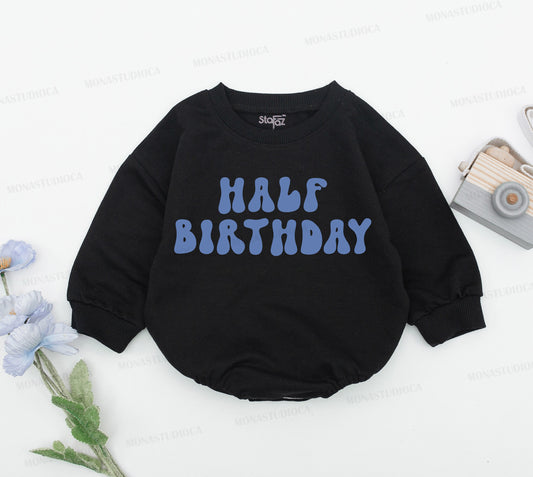 Half Way To One Boy Romper for 6 Months Old Baby Natural Birthday Outfit First Half Year Celebration Gift Bodysuit New Clothes