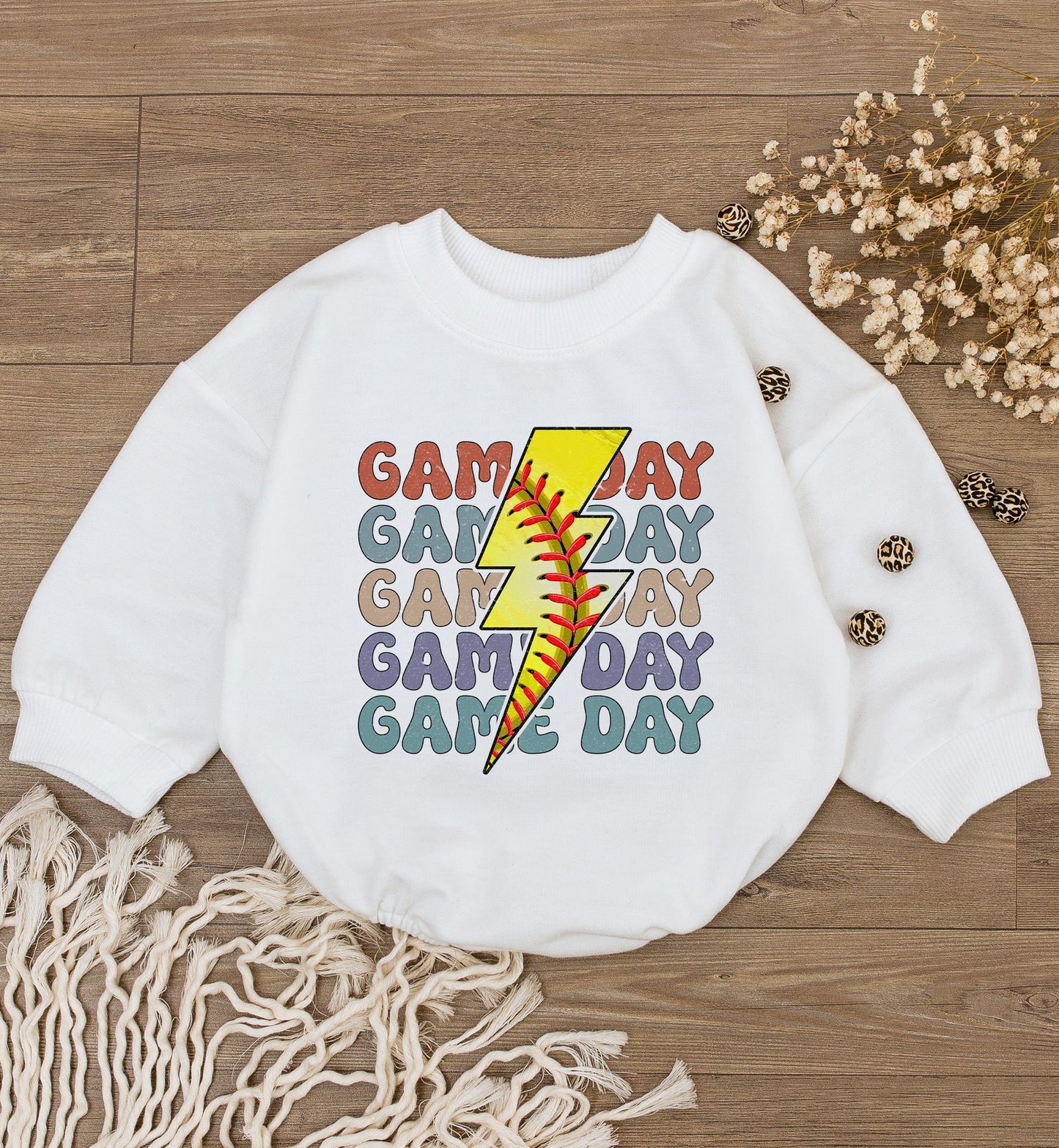 STAFAZ Game Day Bodysuit Retro Softball Romper Girls Baby One Piece Baseball Outfit Cute Vintage Vibes