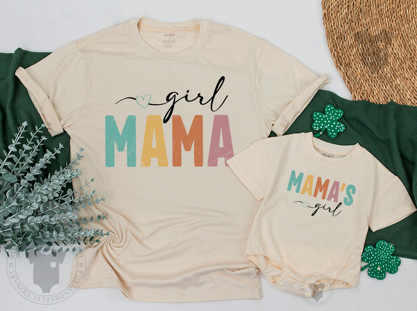 Girl Mama & Mama's Girl Matching Set Cute Baby Romper Toddler Tee Playful Family Outfit Colorful Mother's Day Gift Casual Summer Style 134