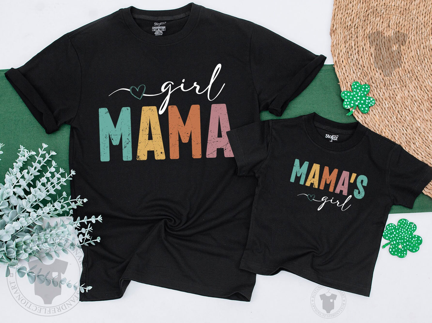 Girl Mama & Mama's Girl Matching Set Cute Baby Romper Toddler Tee Playful Family Outfit Colorful Mother's Day Gift Casual Summer Style 134
