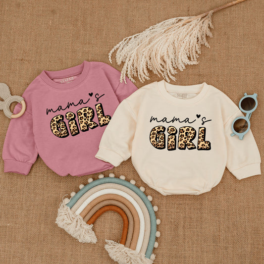 Mama's Girl Cheetah Print Baby Romper Cute Leopard Bodysuit for Baby Girls Perfect Mommy Daughter Matching Outfit Shower Gift