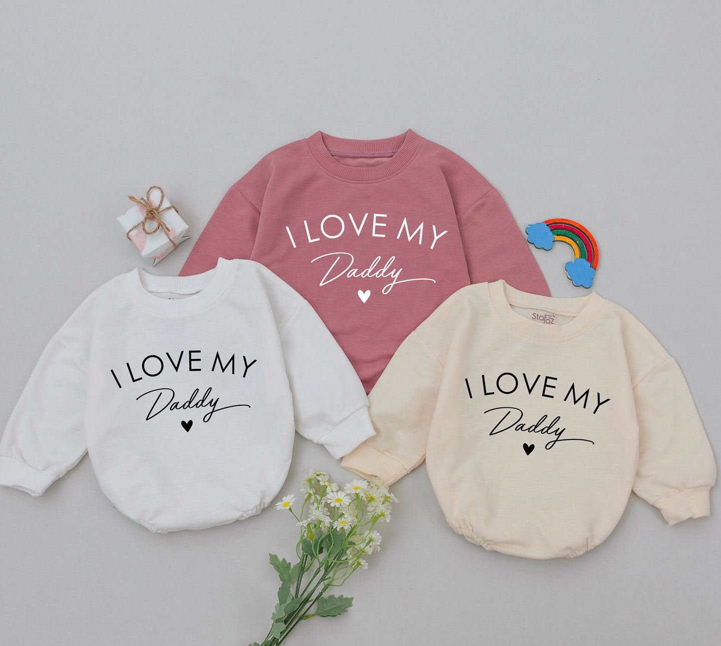 Sweet Baby Girl "I Love My Daddy" Romper Minimalist Heart Design Father's Day Gift for Daughter Newborn