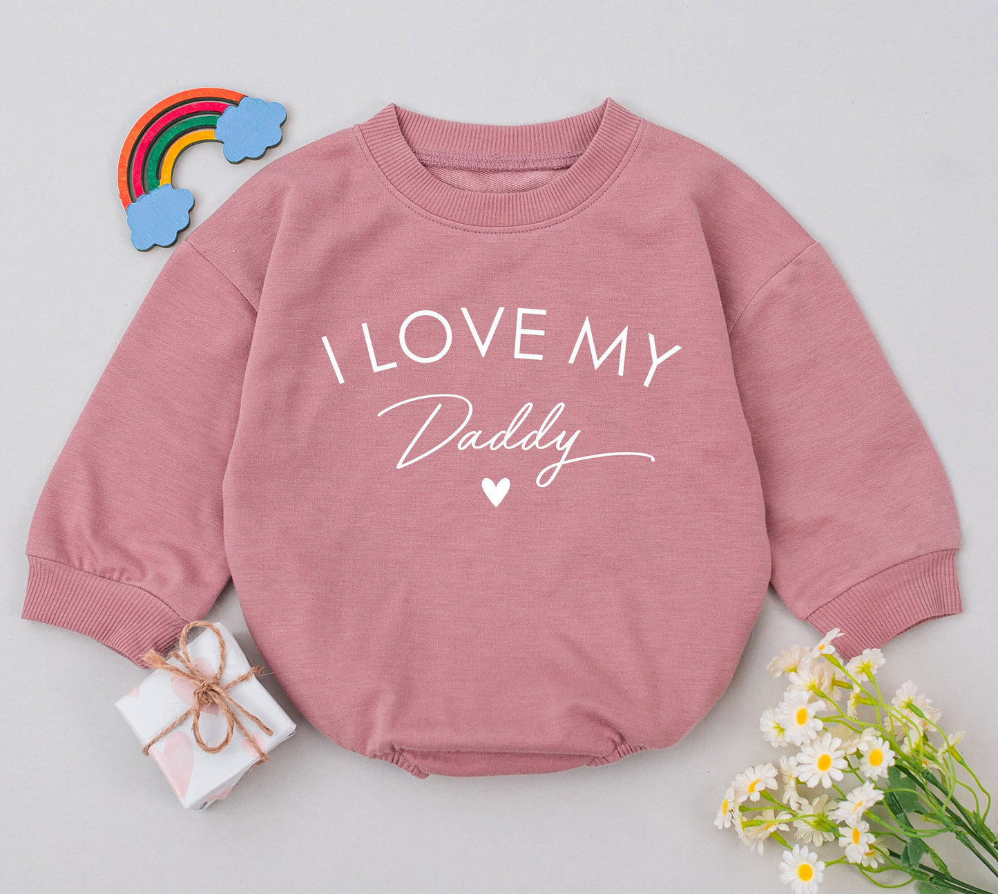 Sweet Baby Girl "I Love My Daddy" Romper Minimalist Heart Design Father's Day Gift for Daughter Newborn