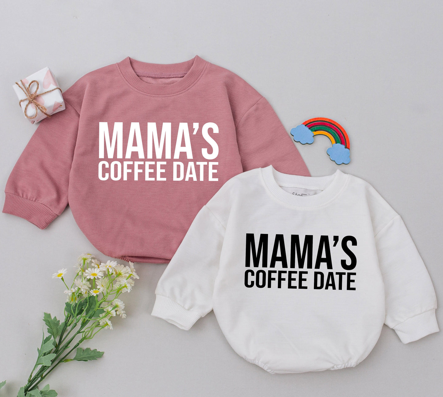 Mama's Coffee Date Romper Darling Baby Girl Outfit for Mom Daughter Matching Outfits Adorable Mother's Day Newborn Gift