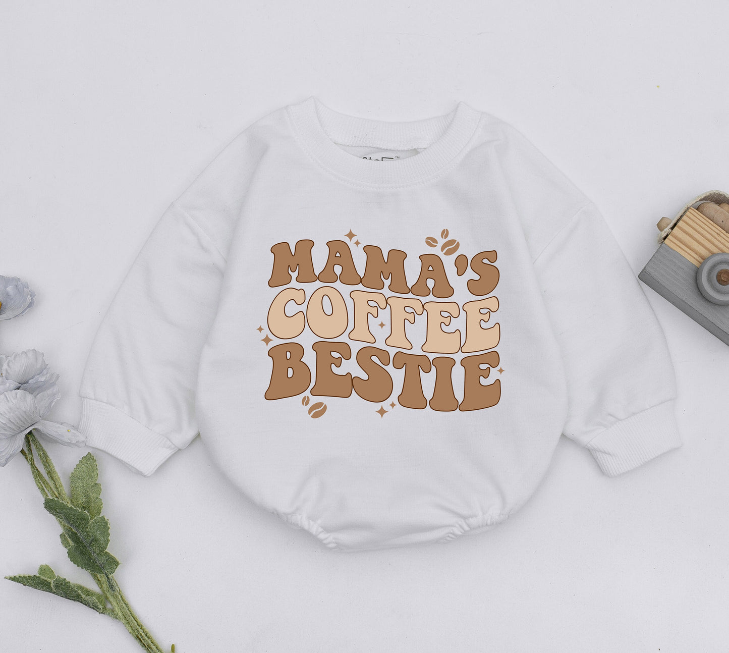 Mama's Coffee Bestie Retro Romper Cute Baby Girl Outfit Newborn Vintage Style Mother's Day Daughter Gift Baby Shower Present