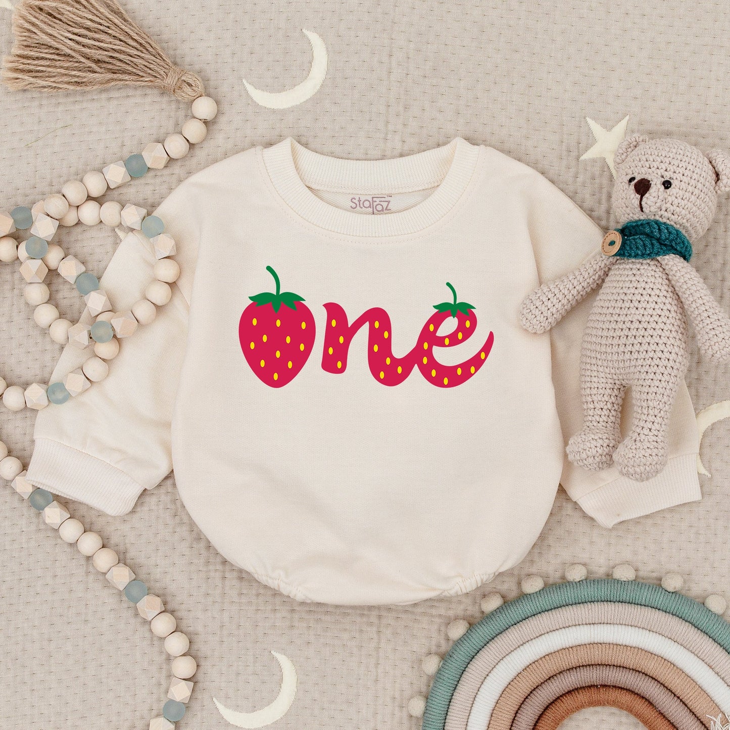 Strawberry Bubble Romper for Baby Girl First Birthday Outfit Soft Cotton Sweet Smash Cake Clothes