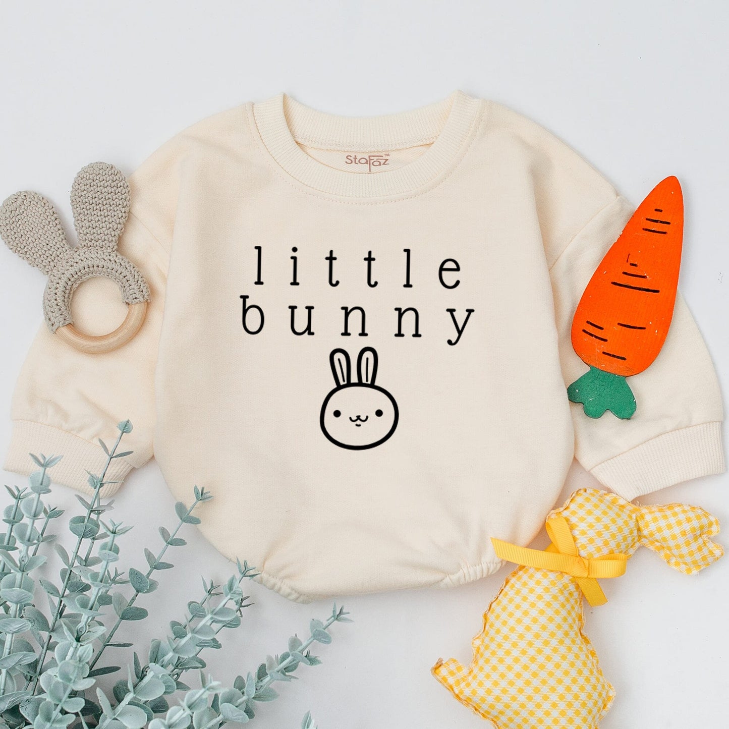Little Bunny Baby Romper: Sweet Easter Outfit, Cute Newborn Gift, Soft Cotton Sleepsuit with Minimalist Rabbit Design, Perfect 1st Easter Outfit (137 chars)