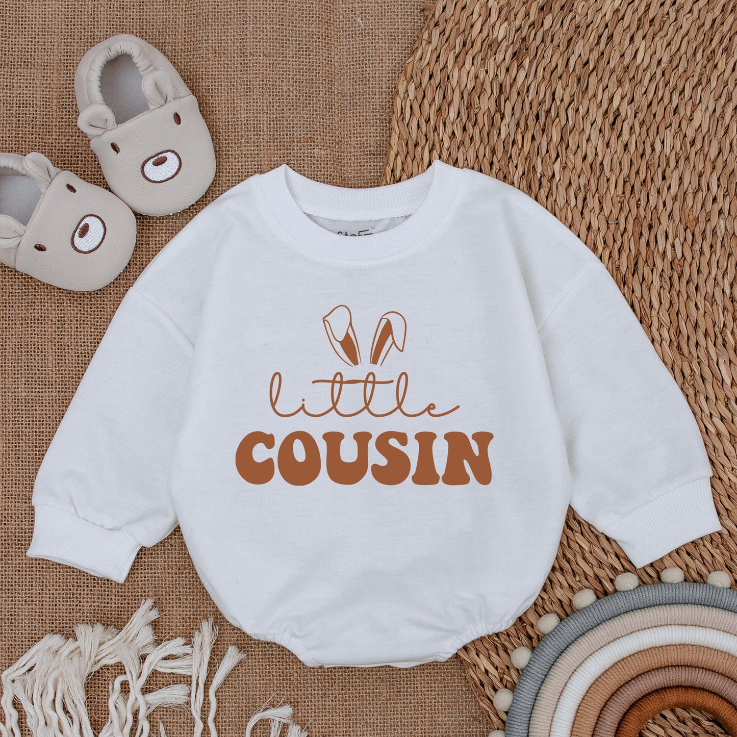 Matching Little Big Cousin Baby Boy Easter Outfits with Playful Bunny Ear Design Soft Comfortable Romper Bodysuit Newborn Clothes