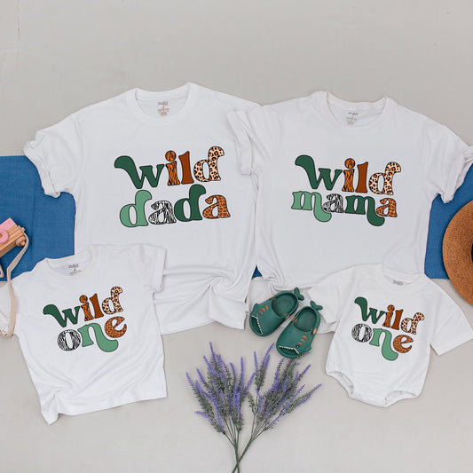 Wild One Matching Family 1st Birthday Shirts Safari Jungle Zoo Animal Party Outfit Comfortable Cotton Blend Keepsake Celebration