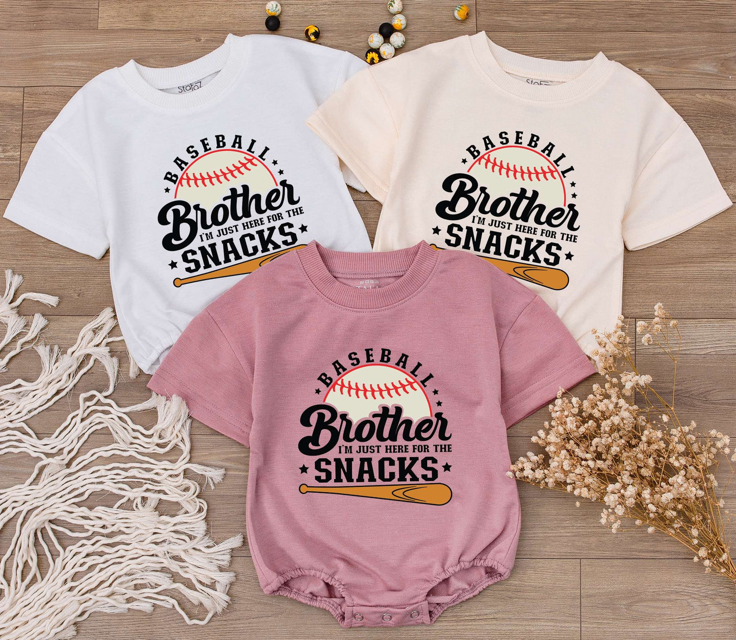 Baseball Brother Romper, I'm Just Here for The Snacks Outfit Boy Baby Baseball Game Day Gift, Cute Newborn Jumpsuit