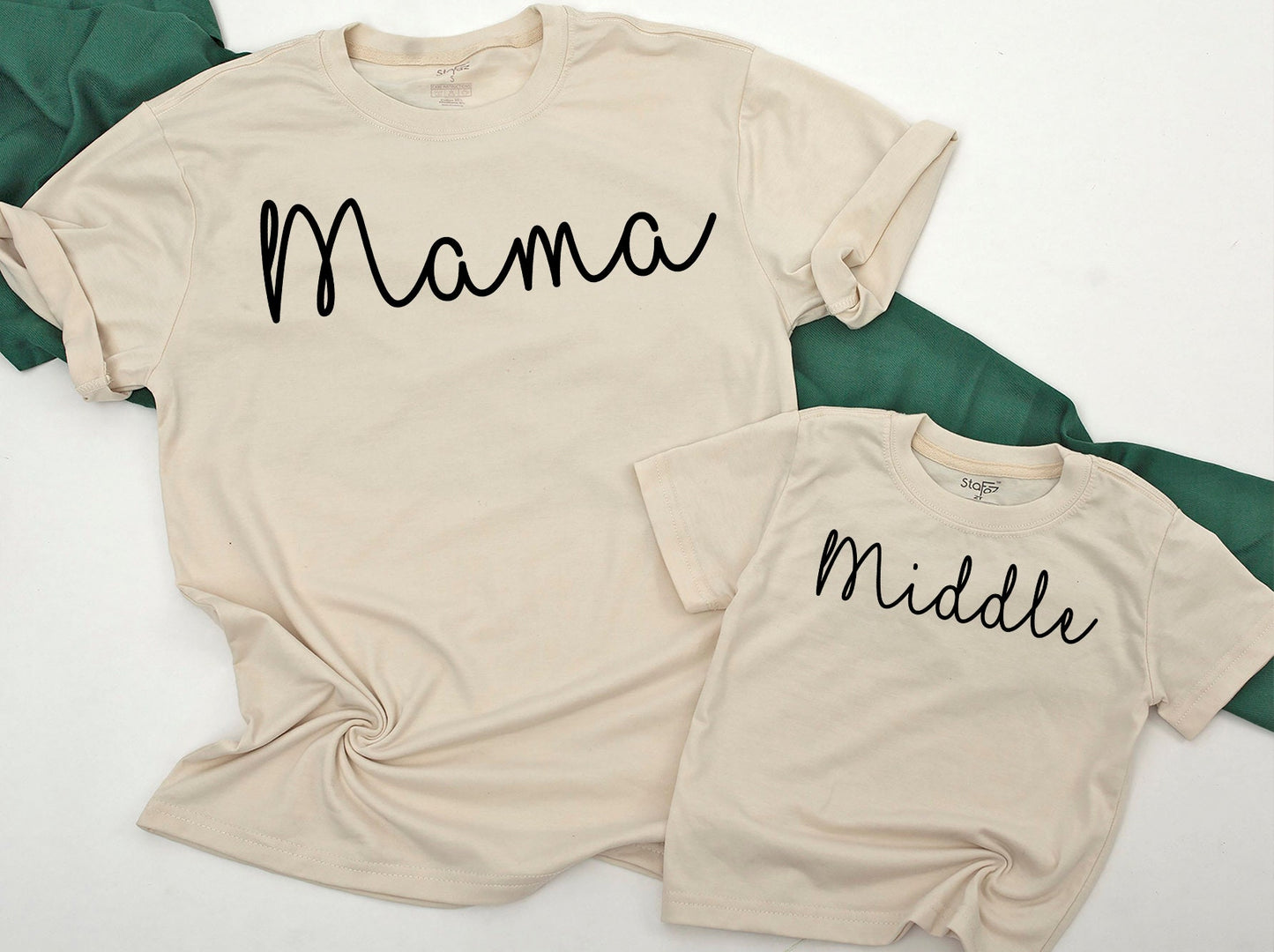 Big Middle Little Sibling Shirts Matching Family Tees for Daddy Mama Announcement Baby Romper Toddler Outfit Biggest
