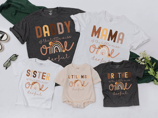 Matching Isn't She Onederful 1st Birthday Shirts, Boho Rainbow Family Outfit, Little Miss Onederful First Birthday Party, Girl