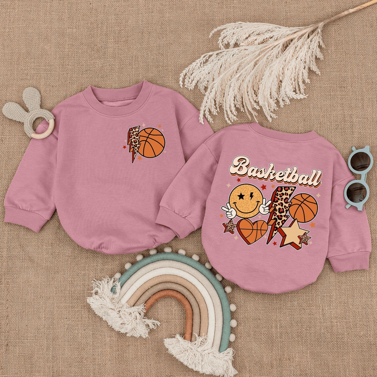 Retro Basketball Game Football Season Baby Romper Bubble Bodysuit Infant Football Game Day Outfit Gift