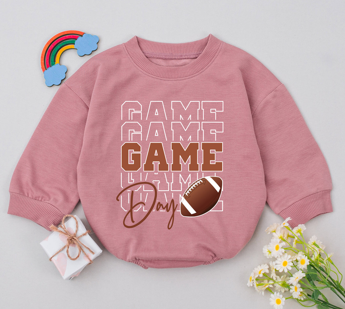 Retro Football Baby Romper, Fall Game Day Outfit, Baby Shower Gift