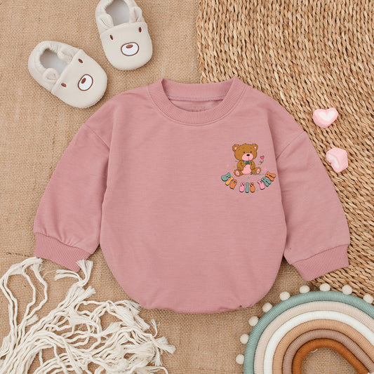 In My Big Sis Era Pastel Baby Outfit Sweatshirt Bubble Romper Cute Teddy Bear Design Bubbly Font Newborn Boy Girl Clothes Comfortable Infant Bodysuit Unique Shower Gift
