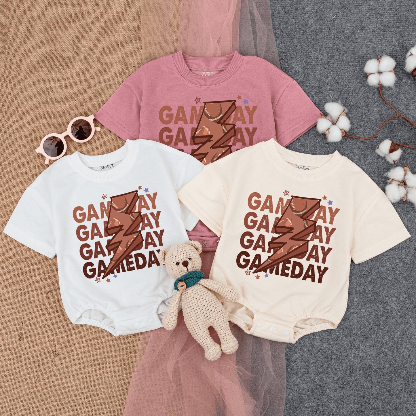 Custom Football Game Baby Bodysuit Brother Football Shirt Infant Short Sleeve Bubble Romper Shower Gift