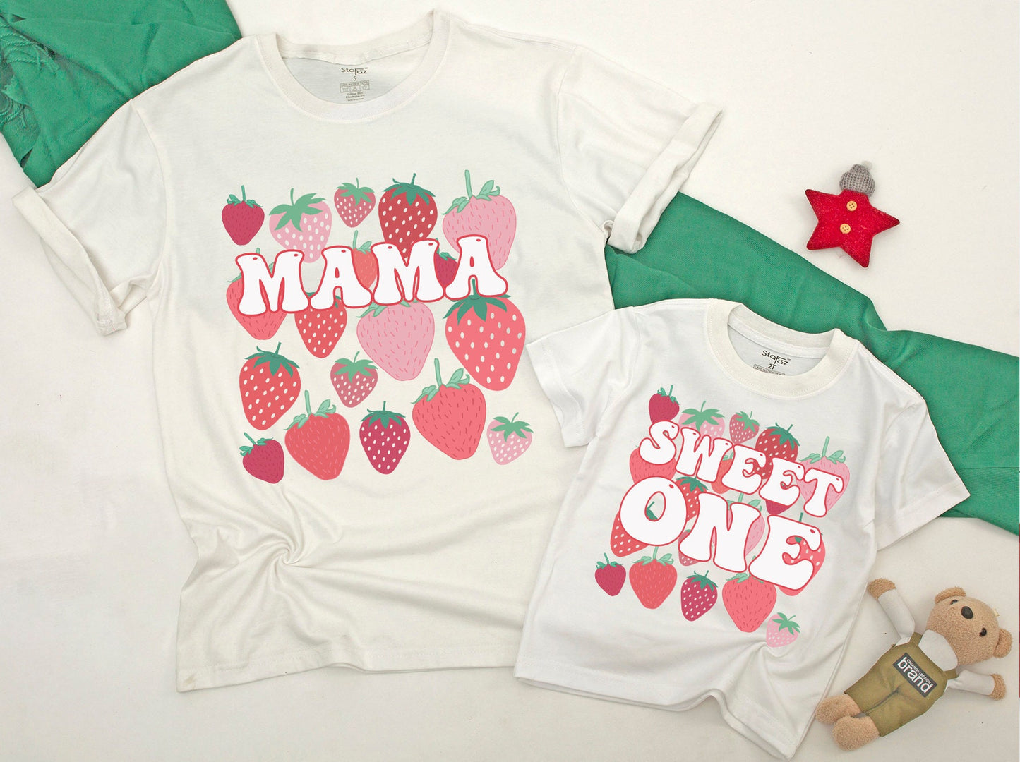 Berry First Birthday Matching Family Shirts "Sweet One" Strawberry Party Outfit Mama Daddy Sister