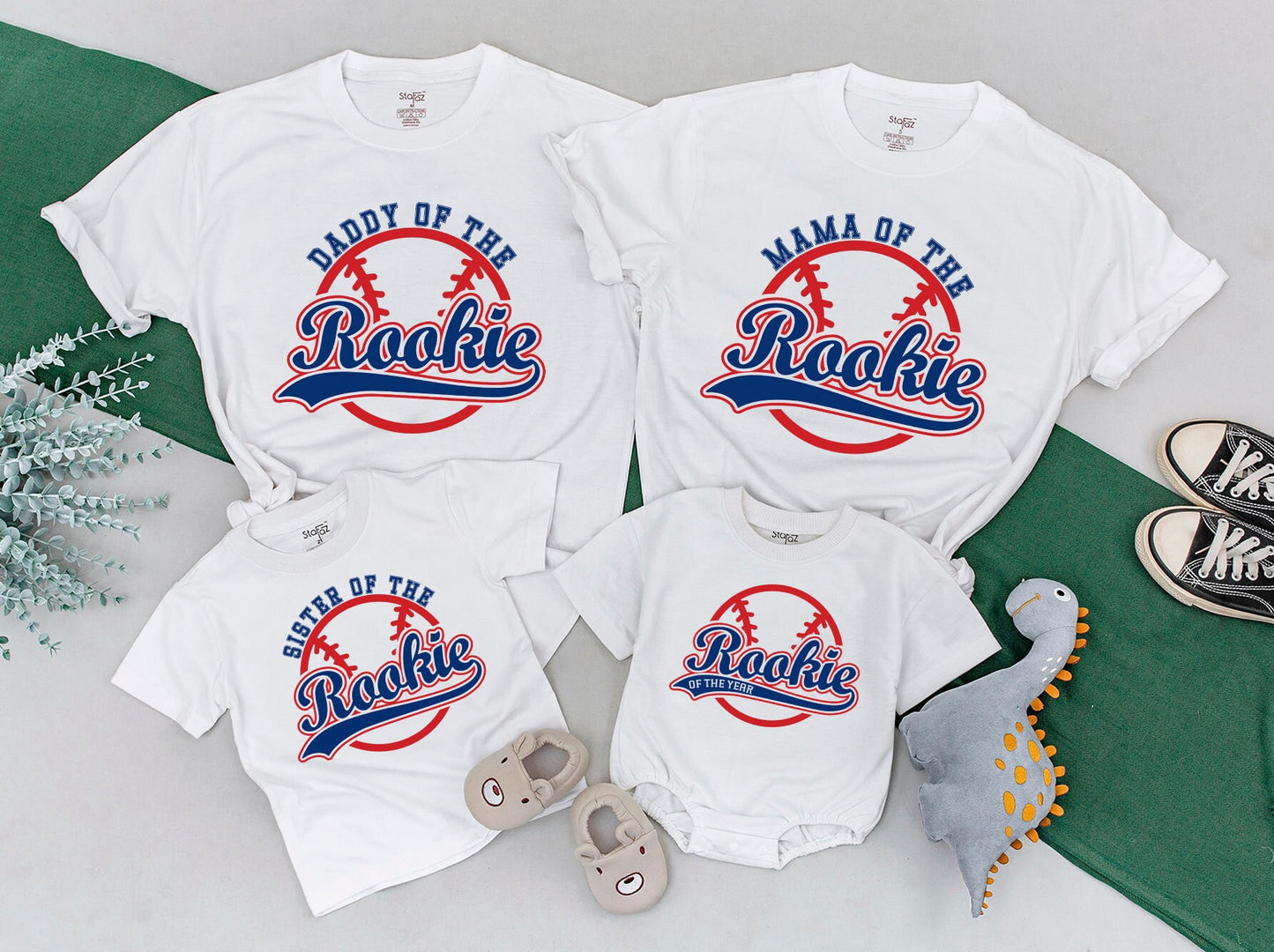 Rookie of the Year Baseball Birthday Shirt Matching Family Outfit Blue Rookie Baby Boy Girl Mommy Daddy Sister Brother First Year Celebration