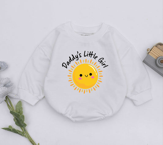 Daddy's Little Girl Romper Yellow Sun Rays Cute Baby Girl Outfit Father's Day Gift Natural Infant Newborn Clothes