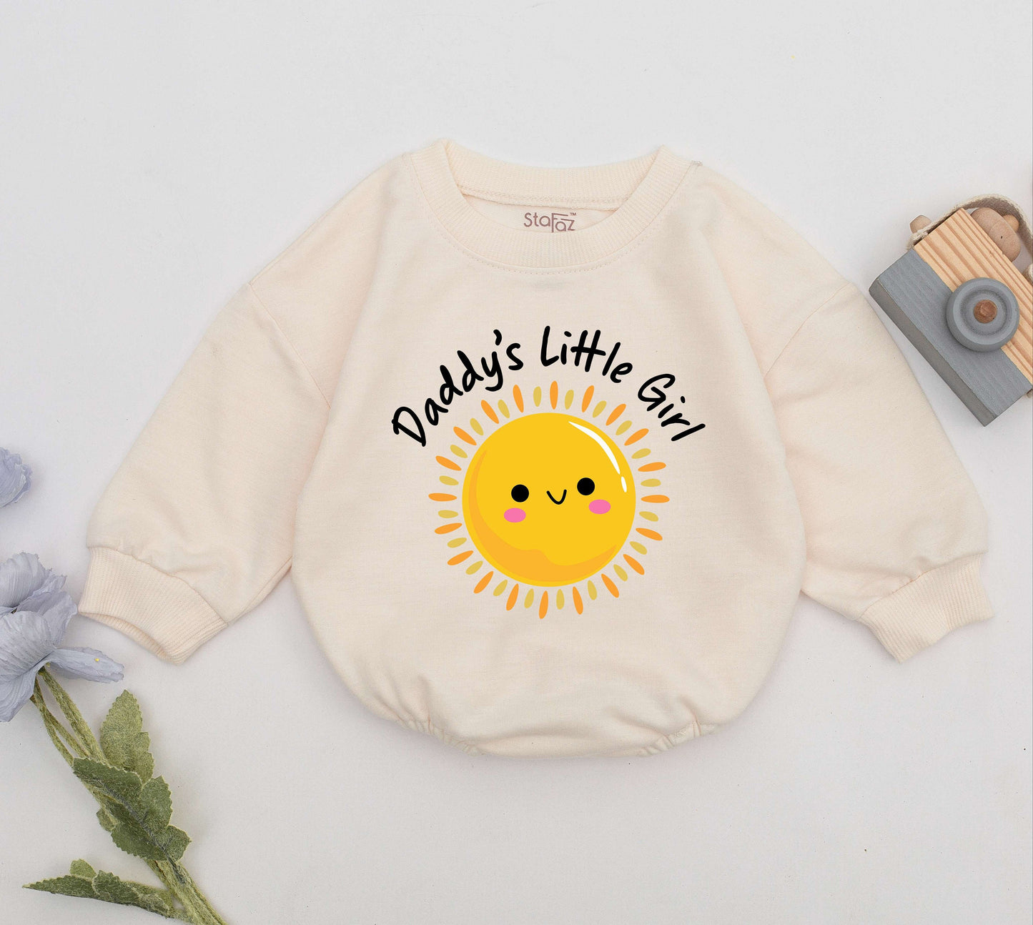 Daddy's Little Girl Romper Yellow Sun Rays Cute Baby Girl Outfit Father's Day Gift Natural Infant Newborn Clothes
