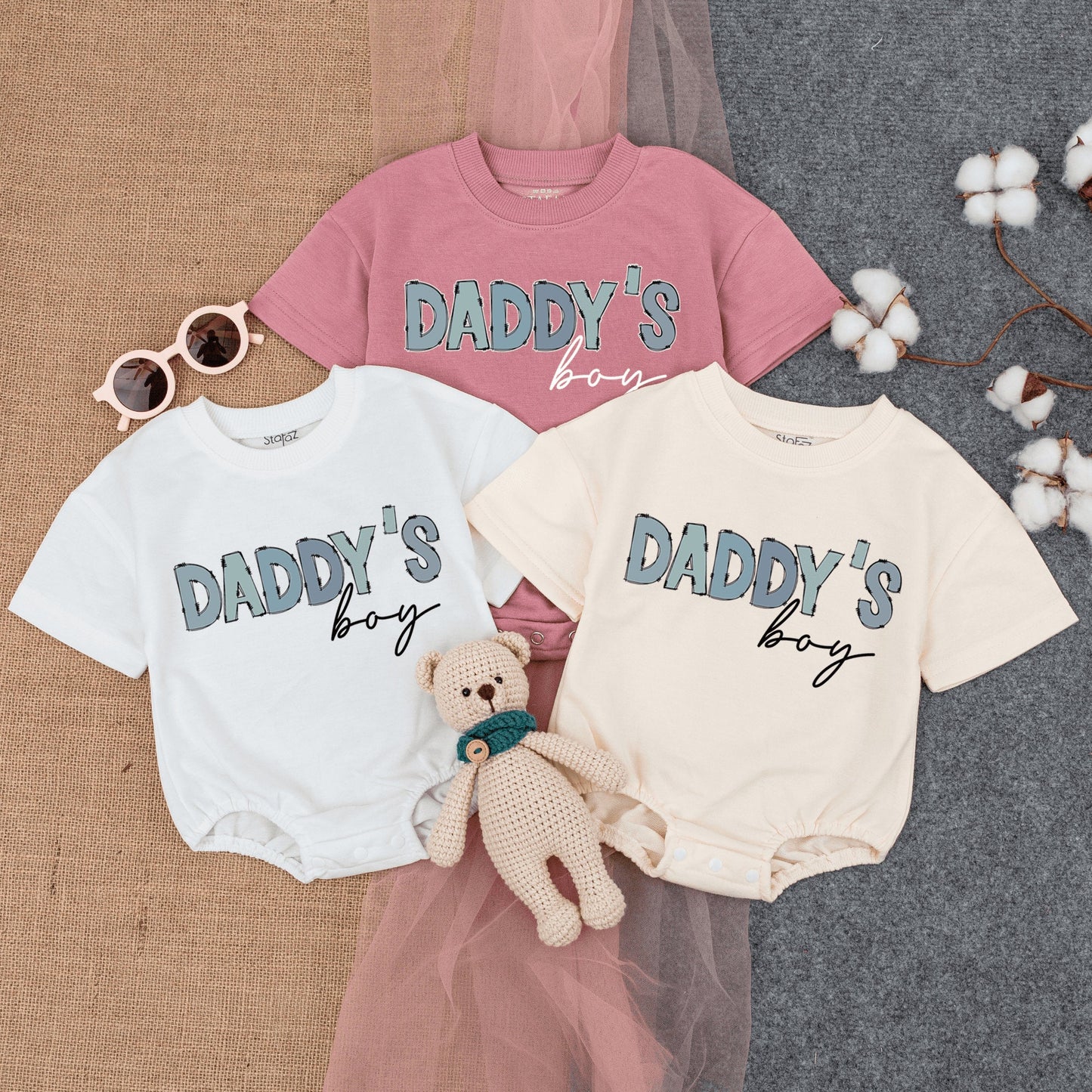 Daddy's Boy Bubble Romper Bodysuit - Funny Retro Newborn Baby Outfit for Father's Day Gift, Short Sleeve Comfortable Infant Clothes
