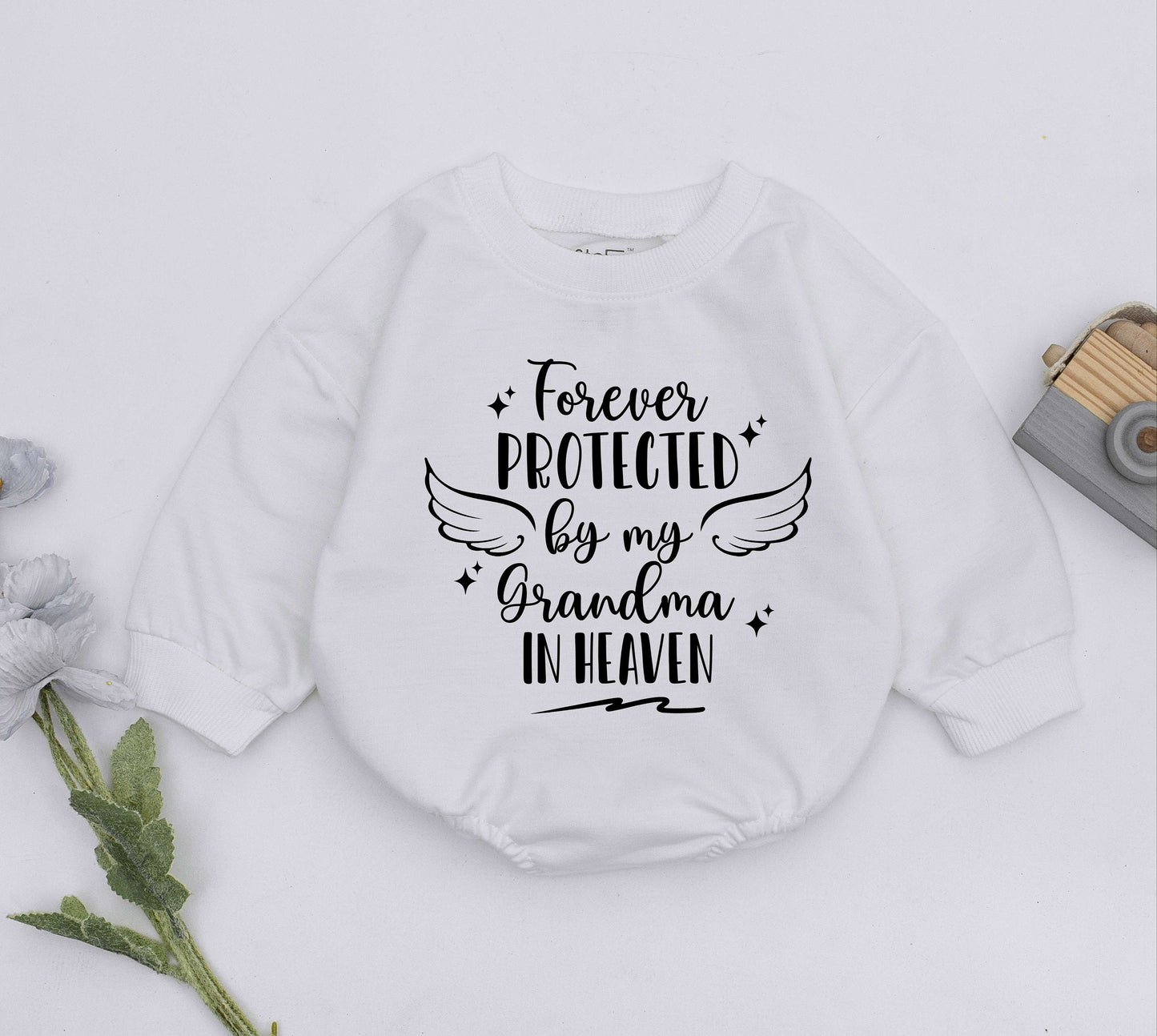 Forever Protected By Grandma Romper Sweet Angel Baby Shirt Memorial Outfit Sent From Heaven Comforting Remembrance Gift for Baby Shower