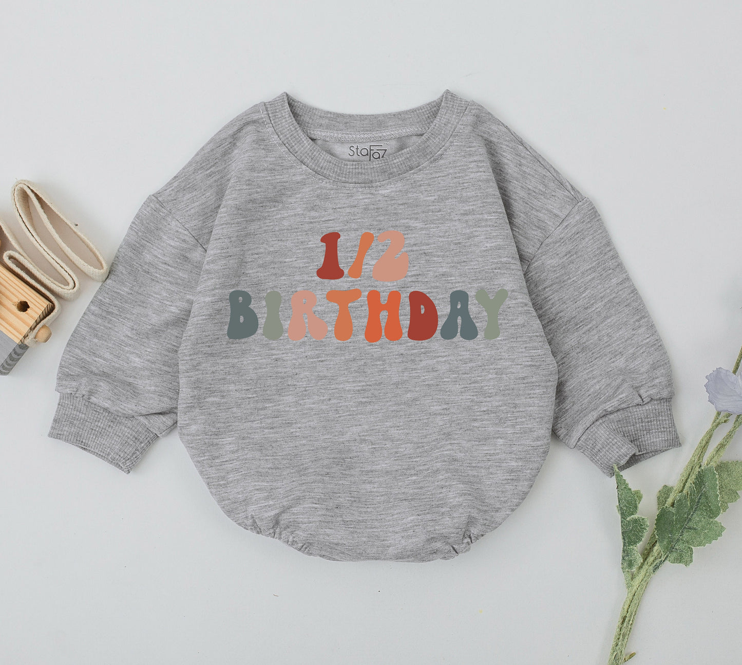 Half Birthday Romper for Baby Girl or Boy - 6 Months Old Outfit, Halfway to One Celebration Gift, New Baby Clothes