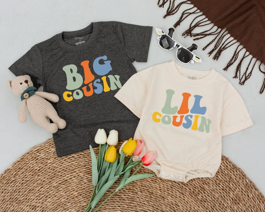 Matching Big Cousin & Little Cousin Custom Shirts Baby Announcement Gift Toddler Sibling Tees Family Matching Clothes