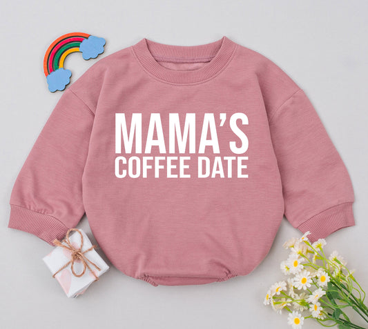 Mama's Coffee Date Romper Darling Baby Girl Outfit for Mom Daughter Matching Outfits Adorable Mother's Day Newborn Gift