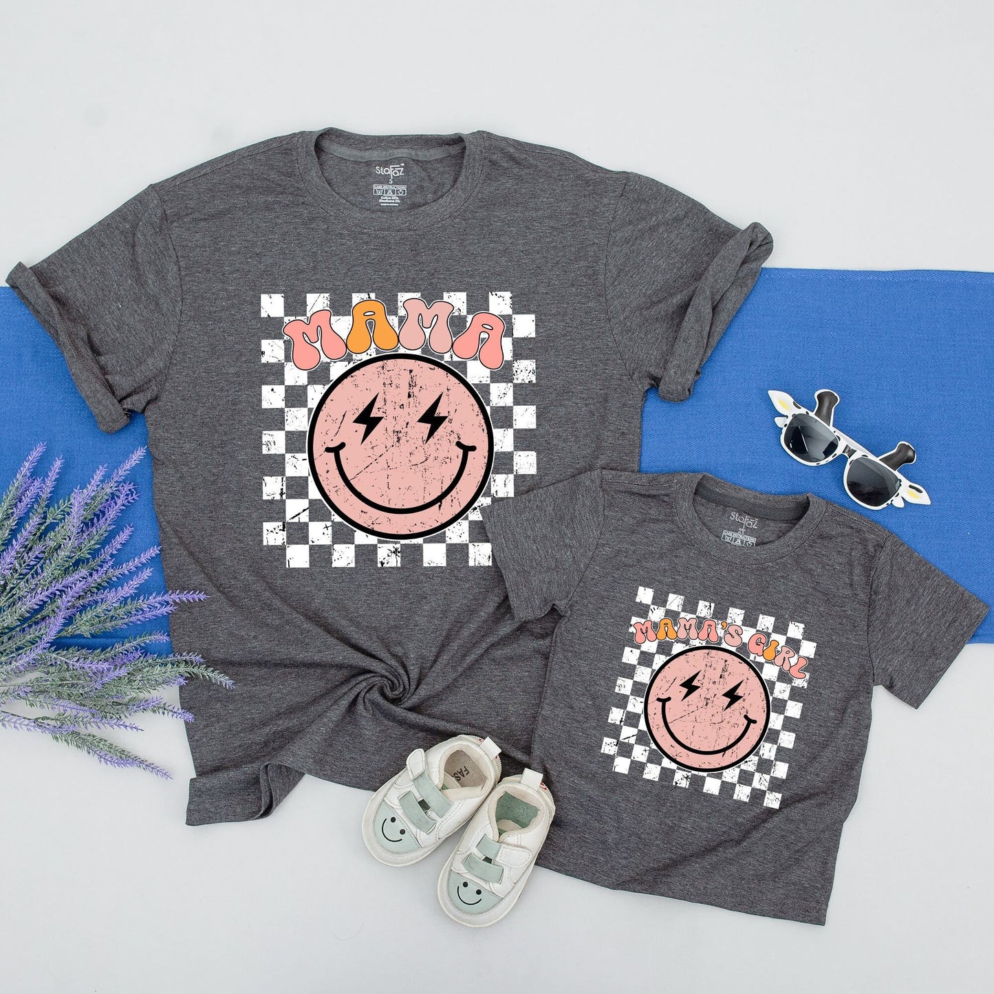 Retro Mama and Mama's Girl Matching Shirts Groovy Mother Daughter Outfit, Matching Mother's Day Gift Vintage Boho Style Comfy Family Tees