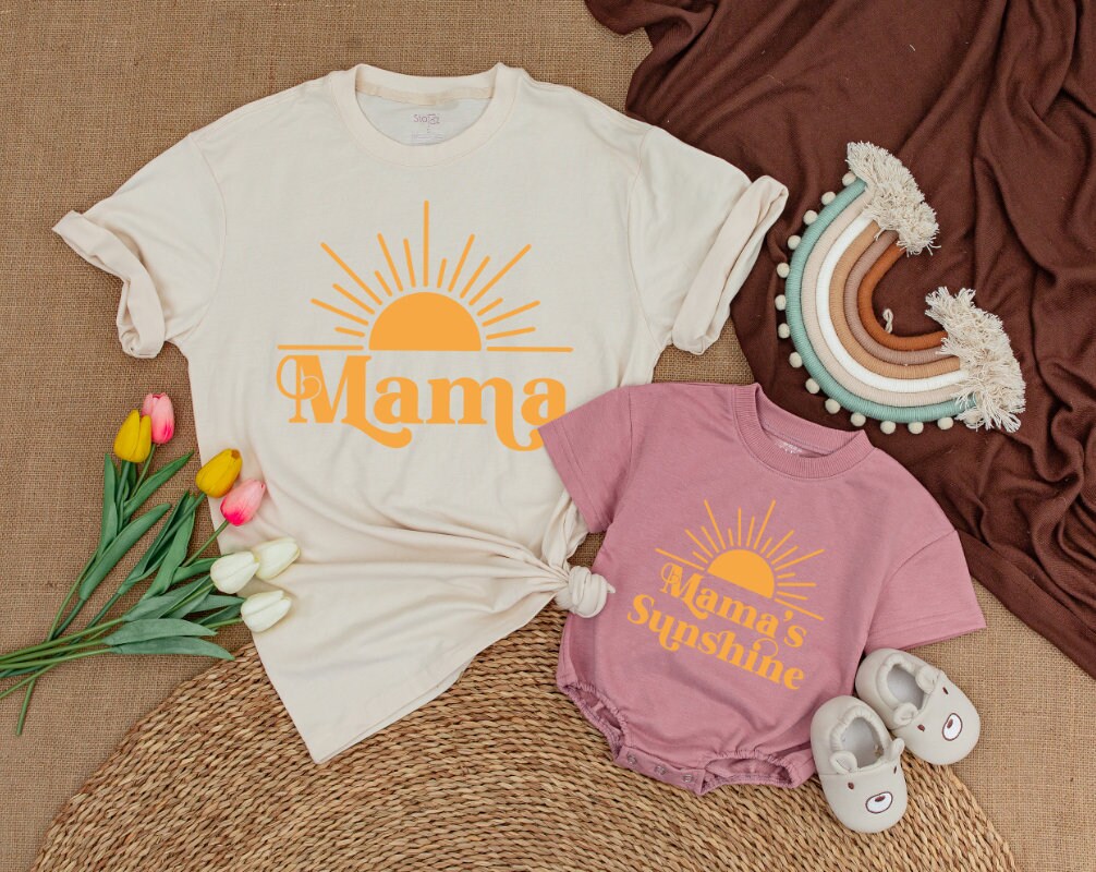 Mama and Mama's Sunshine Mommy and Me Matching Outfit First Trip Around The Sun Boho Birthday Gift for New Mom