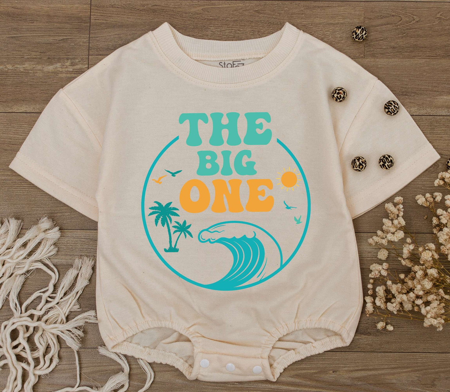 Waves 1st Birthday Shirt & Newborn Romper Set: Beach Van Baby Outfit for Boy or Girl First Summer Clothes