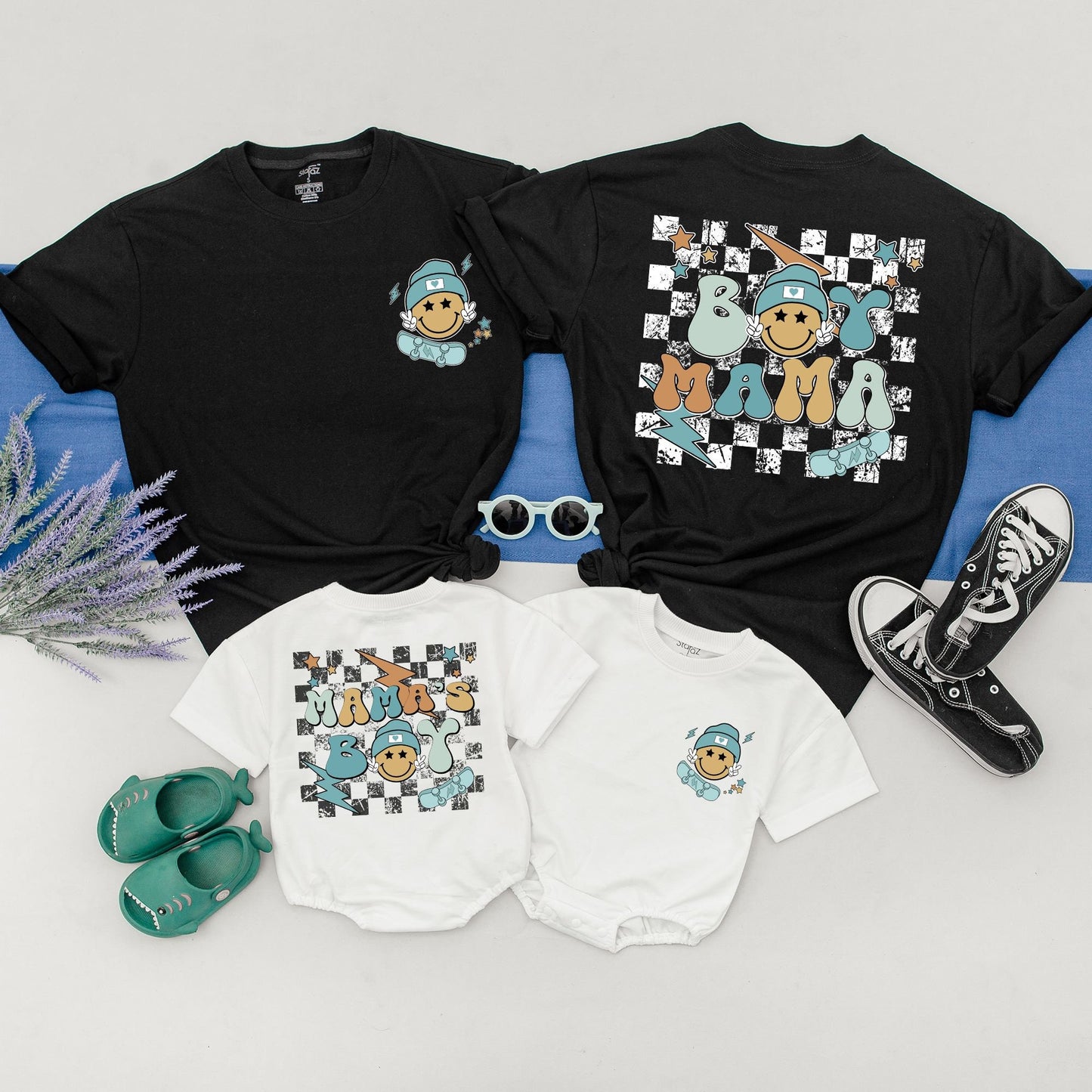 Mama's Boy & Boy Mama Matching Shirts Cute Mom and Son Outfits Mommy and Me Tees New Mom Gift Skater Style Rocker Mom Comfortable Cotton Matching Set